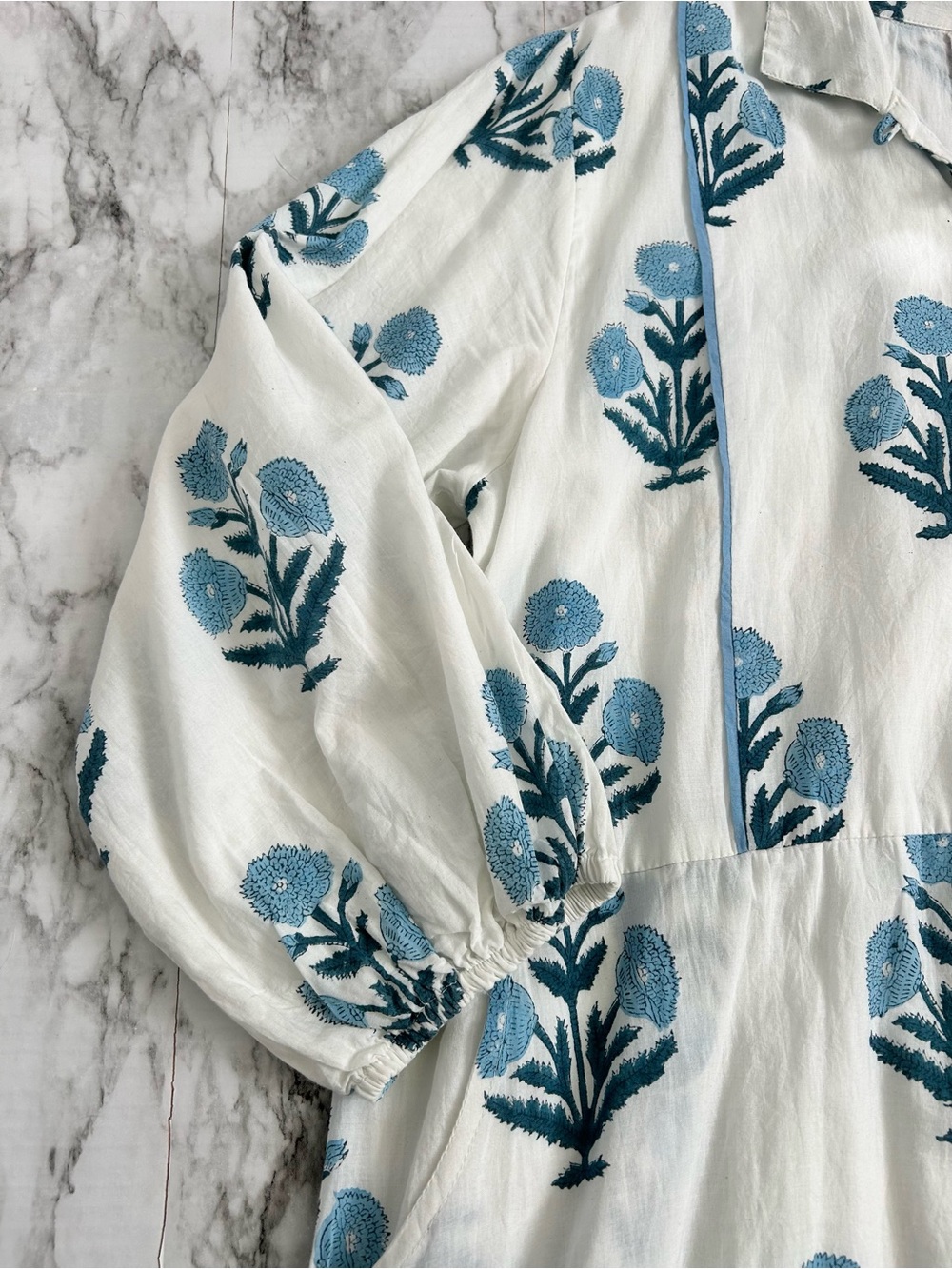 Victoria Dunn | women’s XL Blue and White Floral tiered Maxi Dress 100% cotton - Picture 7 of 11